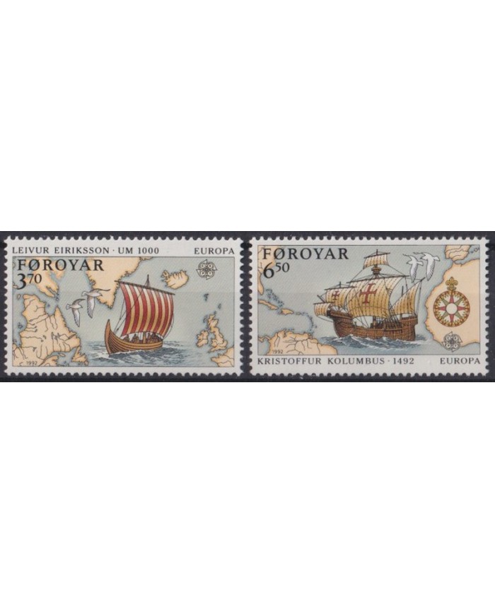 F-EX40377 FAROE FAROYAR MNH 1992 DISCOVERY COLUMBUS VIKING SHIP SAILBOAT BARCOS.