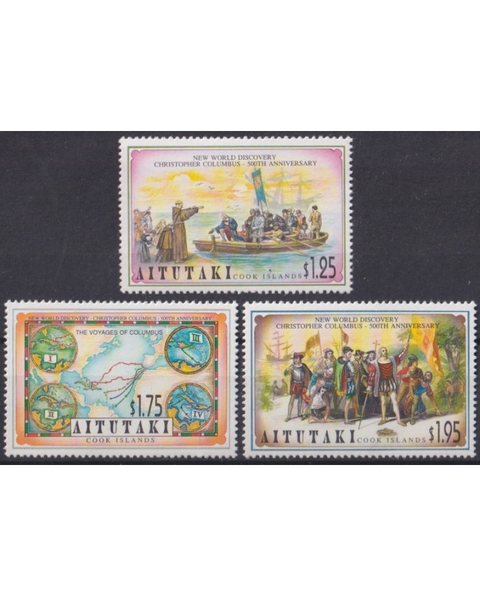 F-EX40359 AITUTAKI 1992 MNH DISCOVERY AMERICA COLUMBUS COLON SHIP BARCOS.