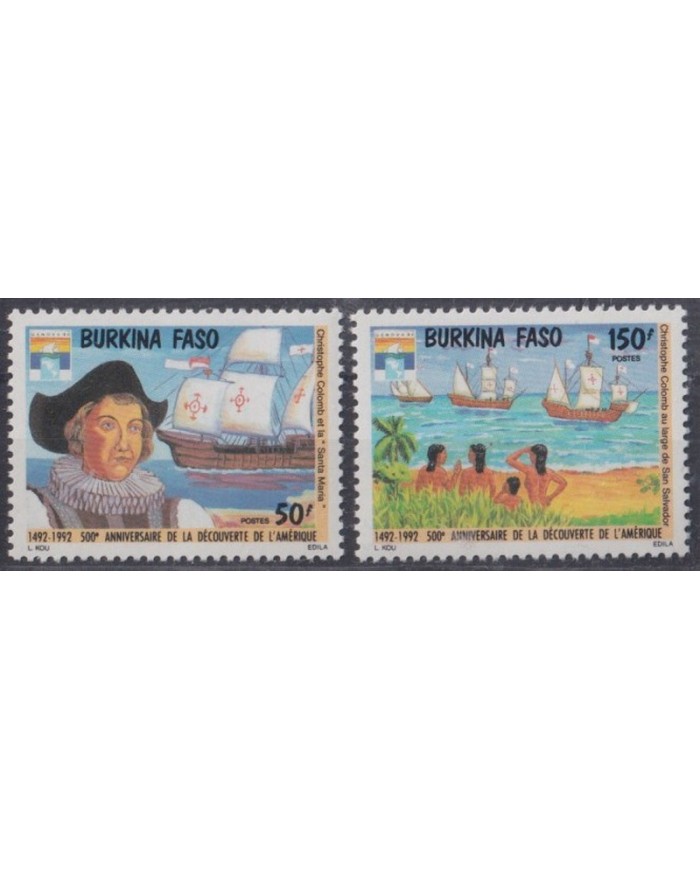 F-EX40364 BURKINA FASO MNH 1992 DISCOVERY SHIP COLUMBUS COLON BARCOS.