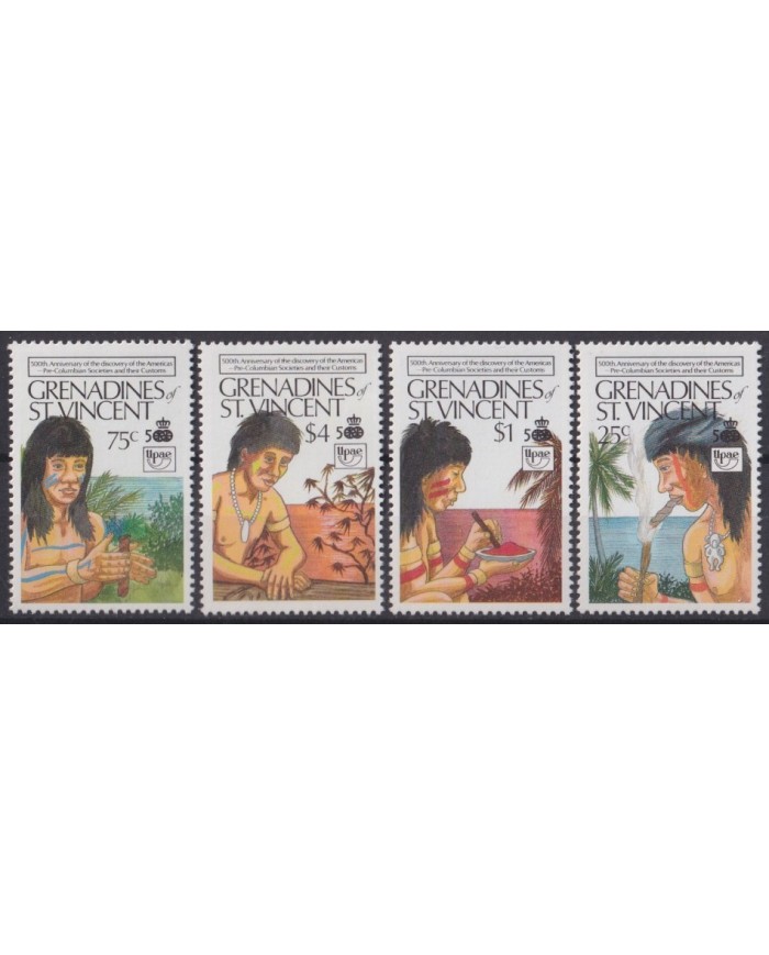 F-EX40382 GRENADINES & ST VINCENT MNH 1992 INDIAN DISCOVERY ETHNIC TOBACCO.