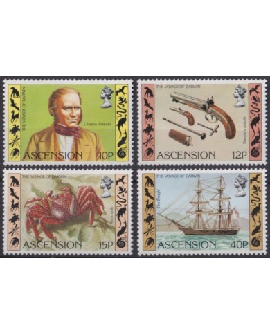 F-EX40757 ASCENSION MNH 1982 BEAGLE SHIP EVOLUTION CHARLES DARWIN CRAB.
