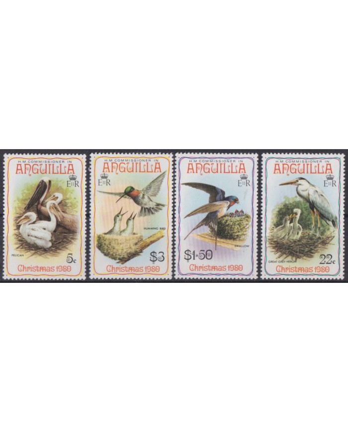 F-EX40717 ANGUILLA MNH 1980 AVES PAJAROS BIRD CHRISTMAS NAVIDAD.