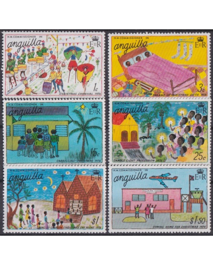 F-EX40706 ANGUILLA MNH 1976 CHRISTMAS NAVIDAD CHILD DRAWING.