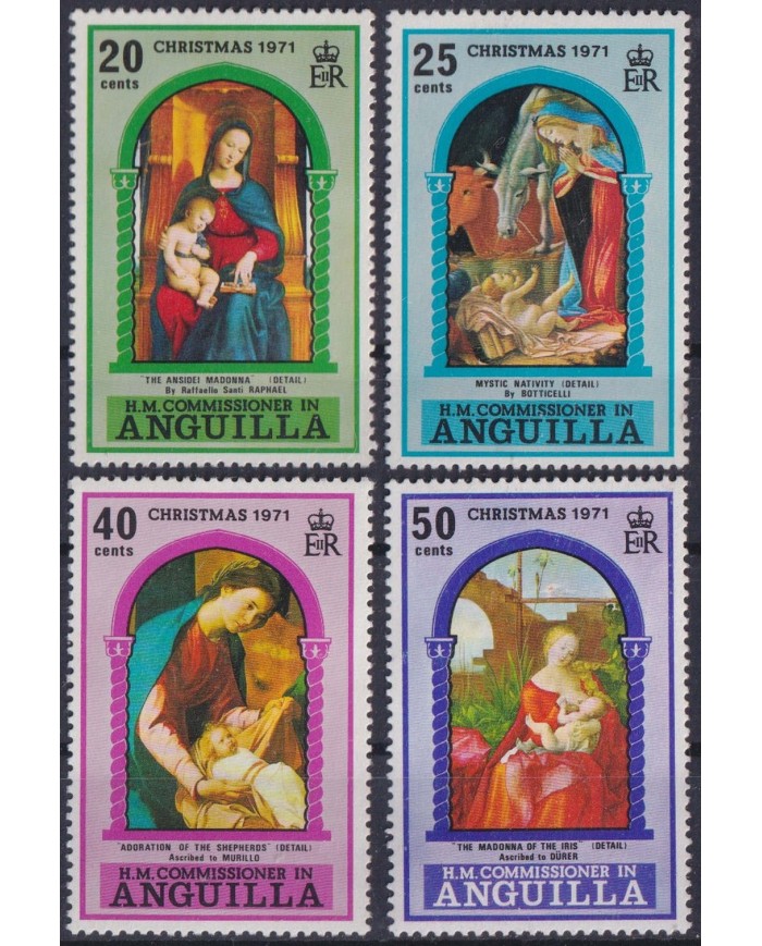 F-EX40694 ANGUILLA MNH 1971 CHRISTMAS NAVIDAD RELIGION ART DURER MURILLO TIEPOLO RAPHAEL.