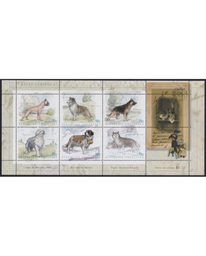 F-EX40412 ARGENTINA MNH 1999 OFFICIAL MAILRAZAS CANINAS PERROS DOG. F-EX40412 ARGENTINA MNH 1999 OFFICIAL MAILRAZAS CANINAS PERROS DOG.