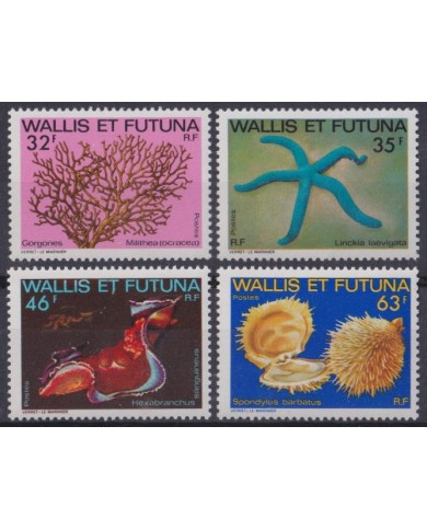 F-EX40926 WALLIS ET FUTUNA MNH 1982 MARINE WILDLIFE SNAIL SHELL STARFISH GORGONES.
