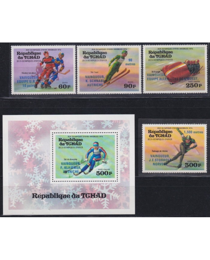F-EX40437 REPUBLIQUE DU CHAD MNH 1977 WINTER OLYMPIC GAMES INNSBRUCK SKI SKIITING.