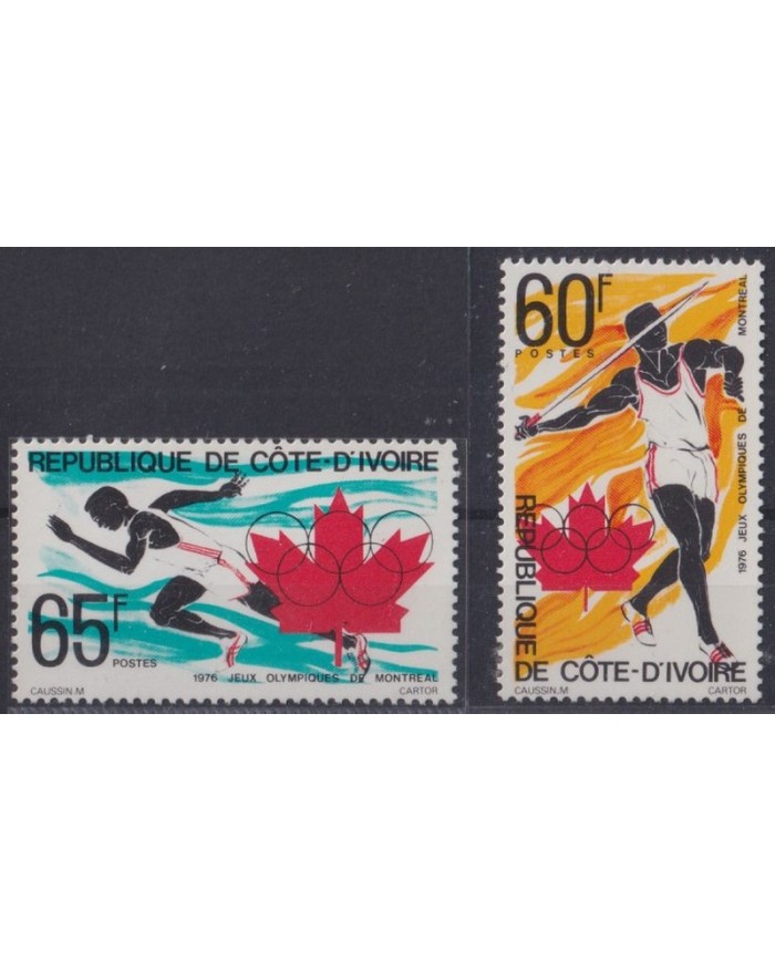 F-EX40880 YVORY COAST MNH 1976 OLYMPIC GAMES MONTREAL ATHLETISM JAVELON.