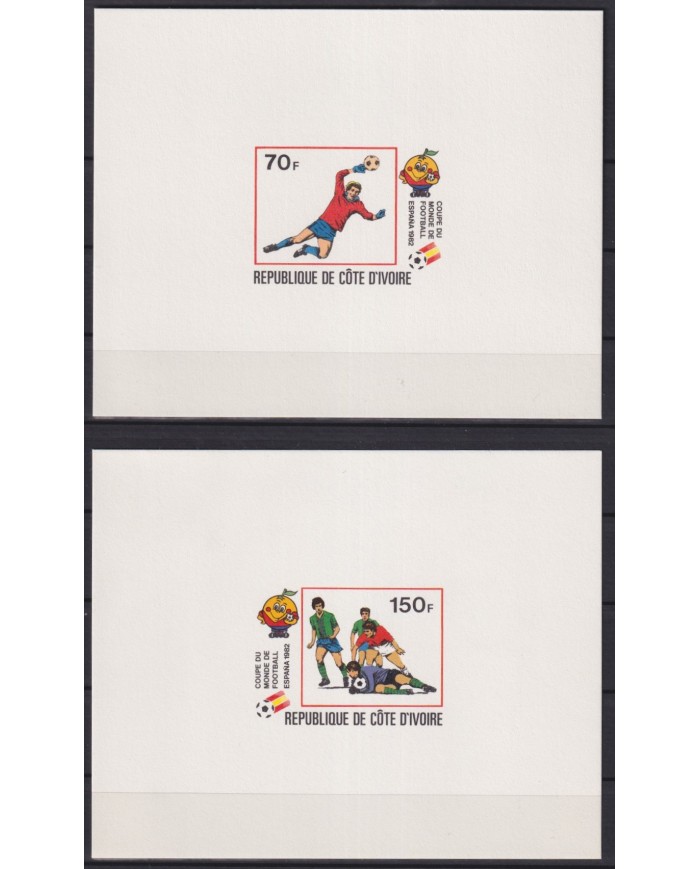 F-EX27135 YVORY COAST MNH 1982 DELUXE PROOF CARDBOARD SOCCER WORLD CUP.