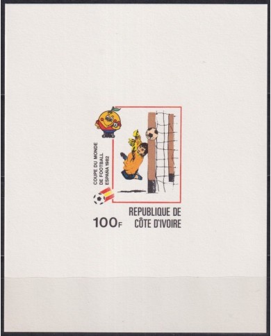 F-EX27135 YVORY COAST MNH 1982 DELUXE PROOF CARDBOARD SOCCER WORLD CUP.