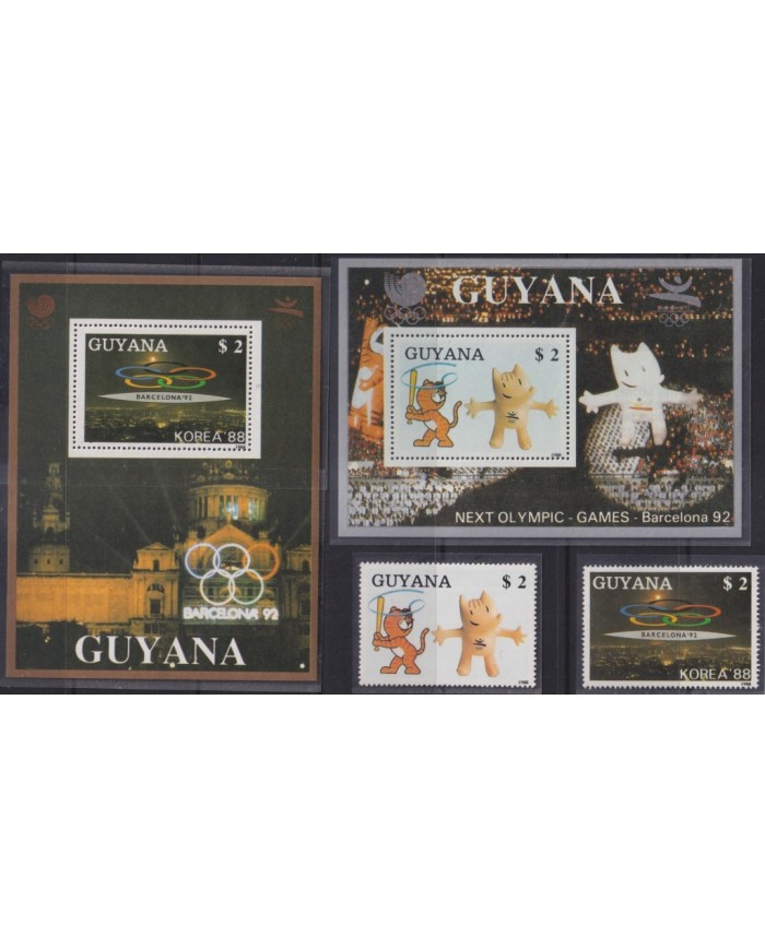 F-EX29767 GUYANA MNH 1988 SEOUL OLYMPIC GAMES TO BARCELONA.