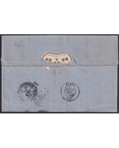 F-EX32646 ITALY ITALIA 1867 FRANCO MANUFACTURE A VAPOR COVER TO NIMES FRANCE.