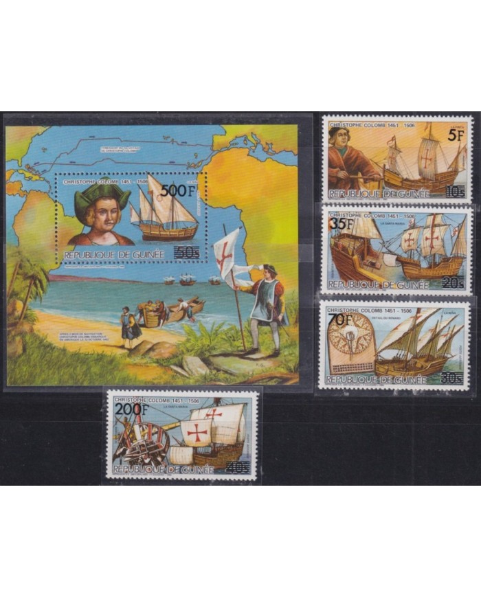 F-EX26345 GUINEE GUINEA MNH 1986 DISCOVERY COLUMBUS SHIP SURCHARGE ONLY 11.000.