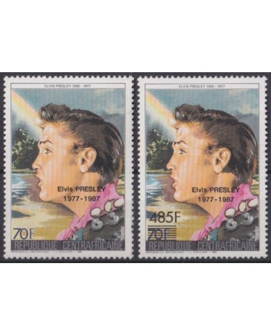 F-EX39723 CENTRAL AFRICA MNH 1987 ELVIS PRESLEY + OVERPRINT NEW VALUE.
