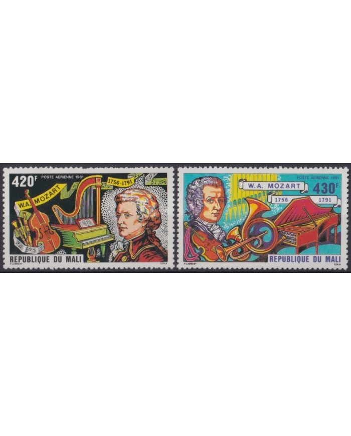 F-EX39720 MALI MNH 1981 MOZART MUSIC ART PAINTING MUSICAL INSTRUMENTS.