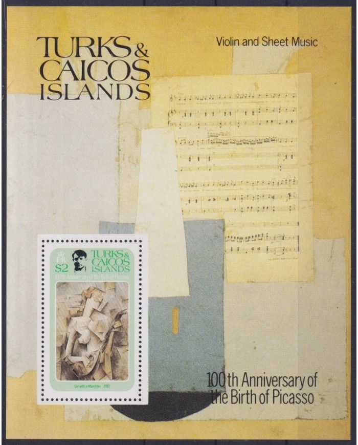 F-EX39701 TURKS & CAICOS MNH PICASSO ART PAINTING MUSIC VIOLIN INSTRUMENTS.