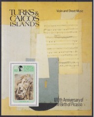 F-EX39701 TURKS & CAICOS MNH PICASSO ART PAINTING MUSIC VIOLIN INSTRUMENTS.