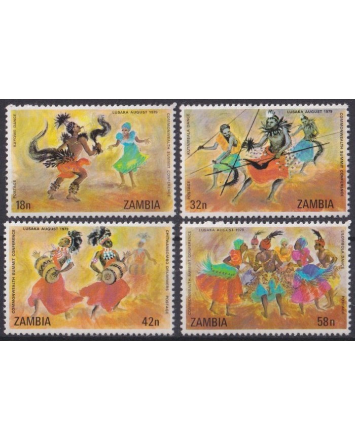 F-EX39708 ZAMBIA MNH 1977 COMMONWEALTH SUMMIT TRADITIONAL ARTS & DANCE MUSIC ETHNIC.