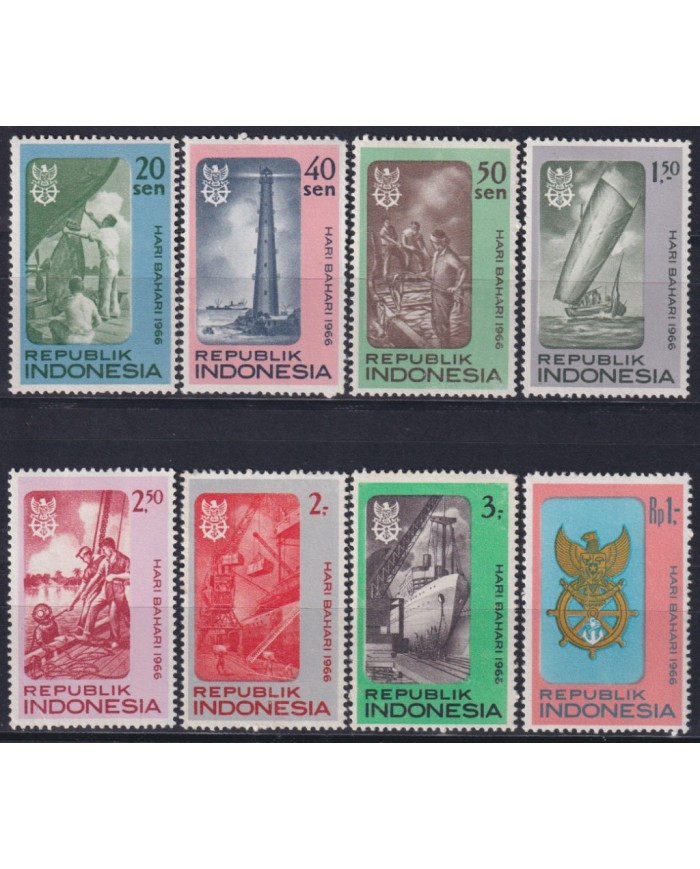 F-EX39661 INDONESIA MNH 1966 HARI BAHARI CONSTRUCTION SHIP BARCOS.