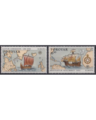 F-EX40377 FAROE FAROYAR MNH 1992 DISCOVERY COLUMBUS VIKING SHIP SAILBOAT BARCOS.