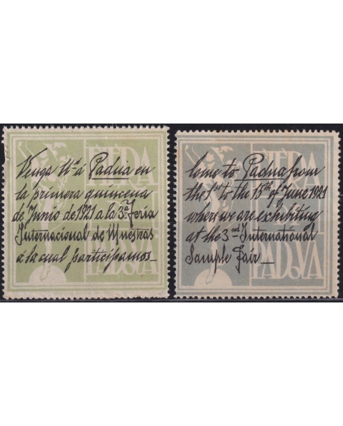 F-EX16760 ITALY ITALIA CINDERELLA 1921 PADUA PADOVA FAIR MUESTRAS ORIGINAL GUM.