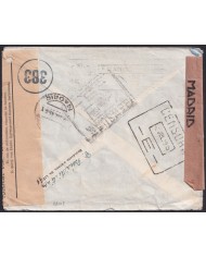 F-EX39478 BELGIUM BELGIQUE 1945 WWII COVER TO SPAIN CENSORSHIP.