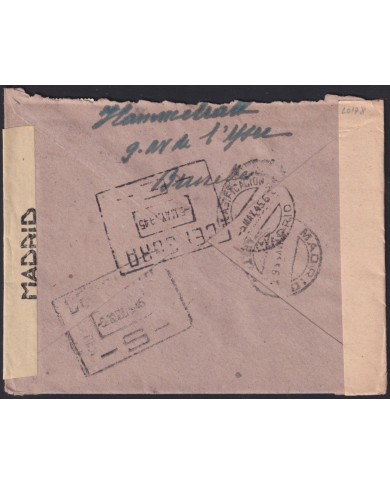 F-EX39481 BELGIUM BELGIQUE 1945 WWII COVER TO SPAIN CENSORSHIP.
