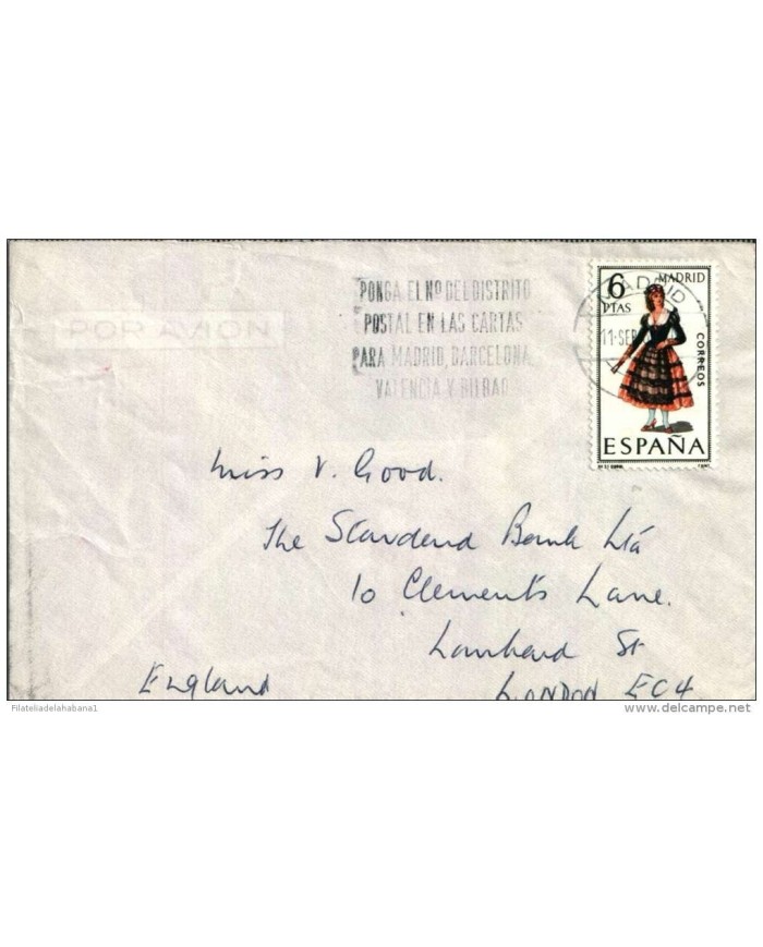 F-EX295 SPAIN ESPAÑA  HOTEL RITZ MADRID. 1961 TO ENGLAND