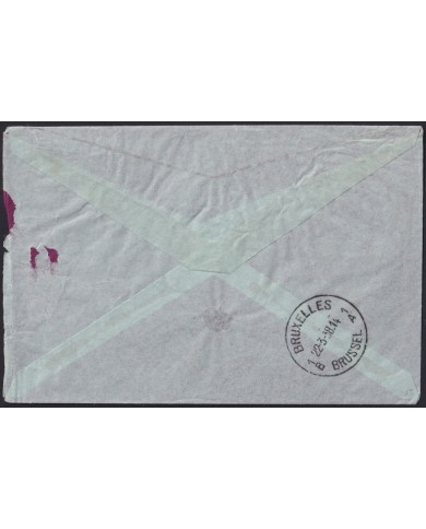 F-EX39489 BELGIUM BELGIQUE 1938 AVIATOR COVER TO SPAIN CIVIL WAR CENSORSHIP.