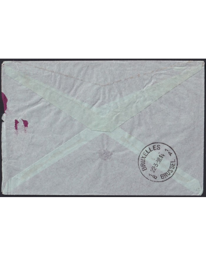 F-EX39489 BELGIUM BELGIQUE 1938 AVIATOR COVER TO SPAIN CIVIL WAR CENSORSHIP.