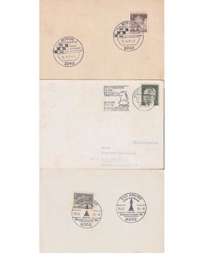 F-EX1915 ALEMANIA GERMANY DDR 10 SPECIAL CANCEL CHESS AJEDREZ.