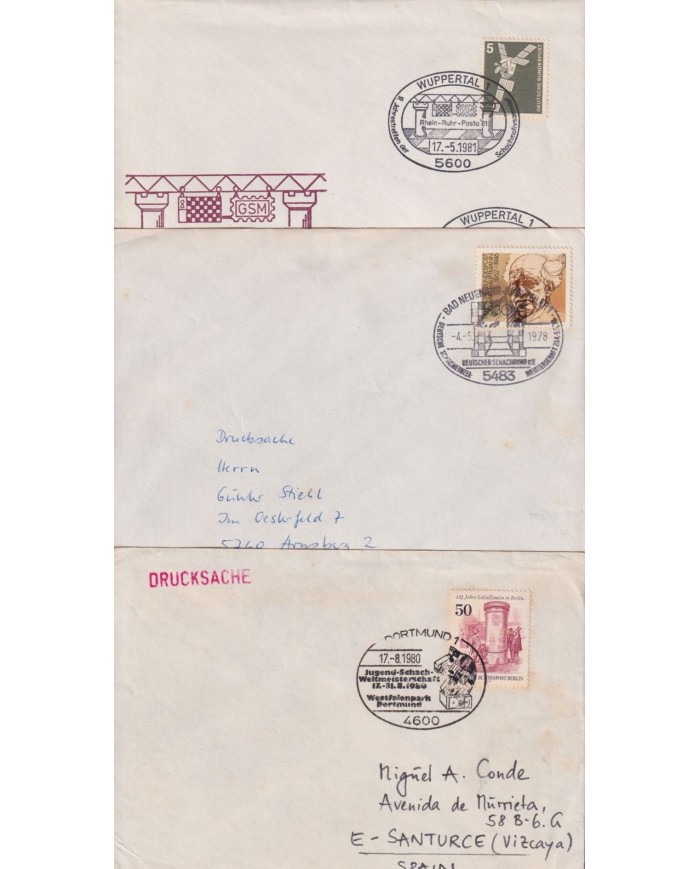 F-EX1915 ALEMANIA GERMANY DDR 10 SPECIAL CANCEL CHESS AJEDREZ.