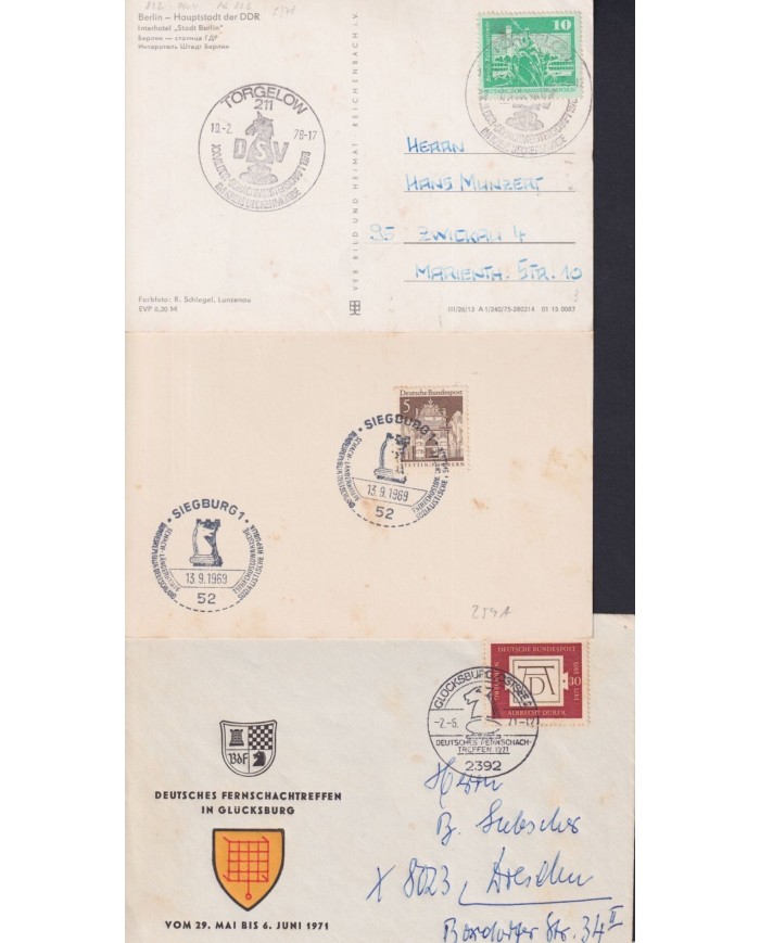 F-EX1916 ALEMANIA GERMANY DDR 10 SPECIAL CANCEL CHESS AJEDREZ.