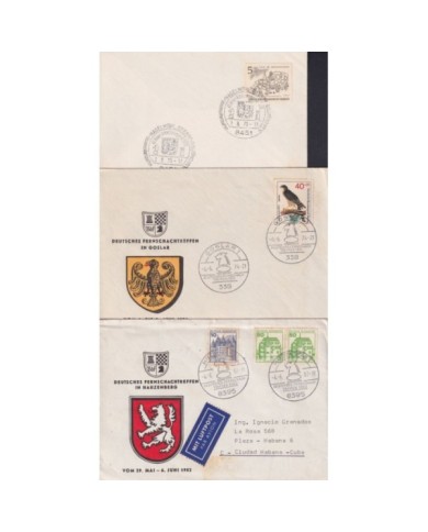 F-EX1916 ALEMANIA GERMANY DDR 10 SPECIAL CANCEL CHESS AJEDREZ.