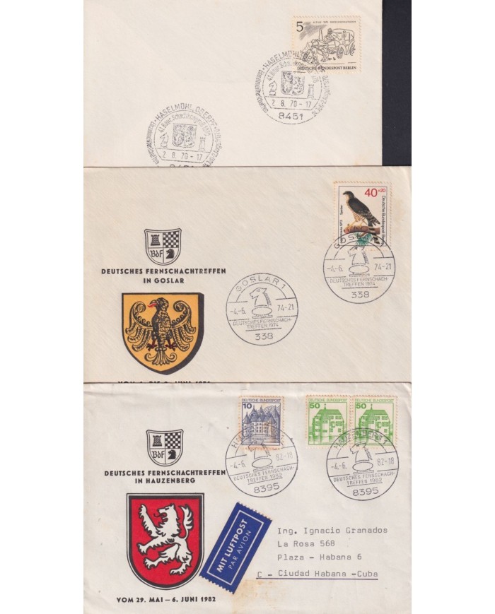 F-EX1916 ALEMANIA GERMANY DDR 10 SPECIAL CANCEL CHESS AJEDREZ.