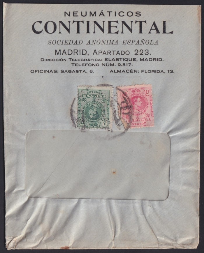 F-EX40982 ESPAÑA SPAIN ADVERTISING SOBRE COMERCIAL COVER. 1914 CONTINENTAL NEUMATICOS CAR AUTO. F-EX40982 ESPAÑA SPAIN ADVERTISING SOBRE COMERCIAL COVER. 1914 CONTINENTAL NEUMATICOS CAR AUTO.