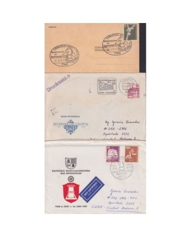 F-EX1916 ALEMANIA GERMANY DDR 10 SPECIAL CANCEL CHESS AJEDREZ.