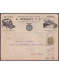 F-EX41004 ESPAÑA SPAIN ADVERTISING SOBRE COMERCIAL COVER 1929 PERIQUET WRITTER MACHINE MADRID.