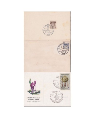 F-EX1917 ALEMANIA GERMANY DDR 10 SPECIAL CANCEL CHESS AJEDREZ.