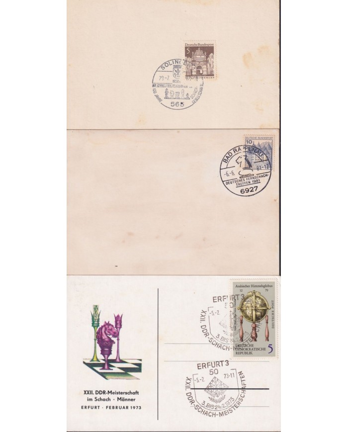 F-EX1917 ALEMANIA GERMANY DDR 10 SPECIAL CANCEL CHESS AJEDREZ.