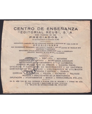 F-EX41006 ESPAÑA SPAIN ADVERTISING SOBRE COMERCIAL COVER 1928 MADRID EDITORIAL REUS LEARNING.