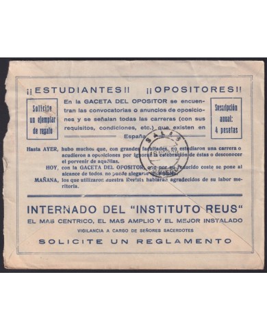 F-EX41011 ESPAÑA SPAIN ADVERTISING SOBRE COMERCIAL COVER 1928 MADRID EDITORIAL REUS LEARNING.