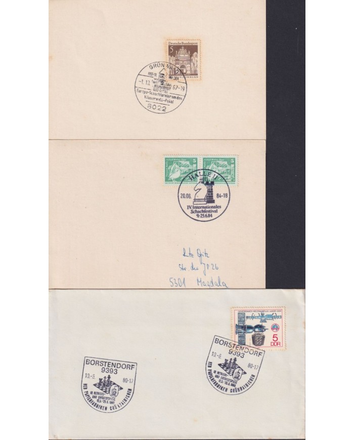 F-EX1917 ALEMANIA GERMANY DDR 10 SPECIAL CANCEL CHESS AJEDREZ.