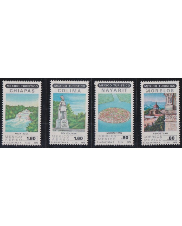 F-EX41097 MEXICO MNH 1979 TOURISTIC LANDSCAPE ARCHEOLOGY CHIAPAS COLIMA NAYARIT MORELOS.