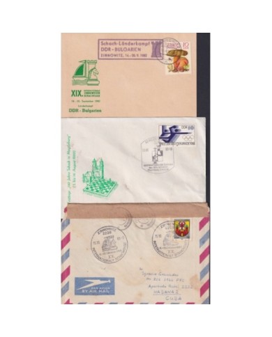 F-EX1920 ALEMANIA GERMANY DDR 10 SPECIAL CANCEL CHESS AJEDREZ.