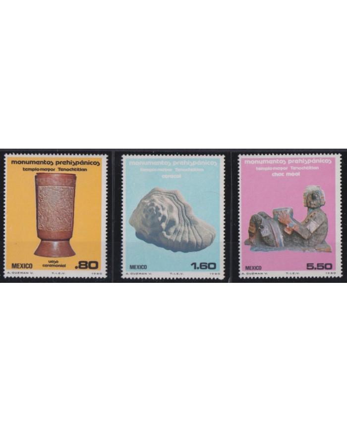 F-EX41084 MEXICO MNH 1980 PREHISPANIC ARCHEOLOGY ARTEFACTS.