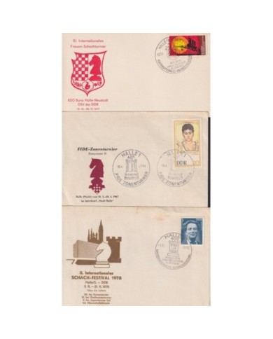 F-EX1920 ALEMANIA GERMANY DDR 10 SPECIAL CANCEL CHESS AJEDREZ.