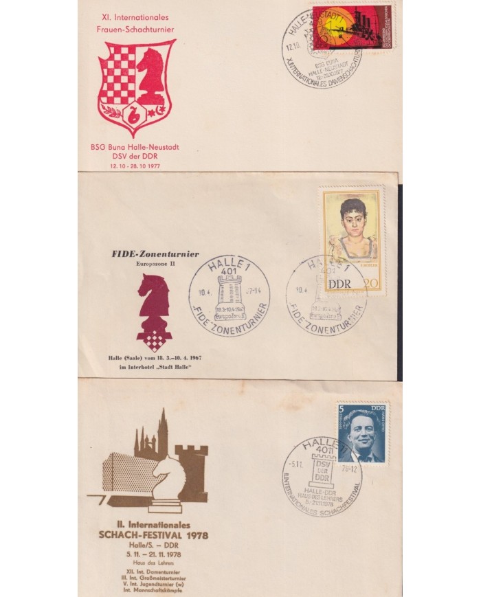 F-EX1920 ALEMANIA GERMANY DDR 10 SPECIAL CANCEL CHESS AJEDREZ.