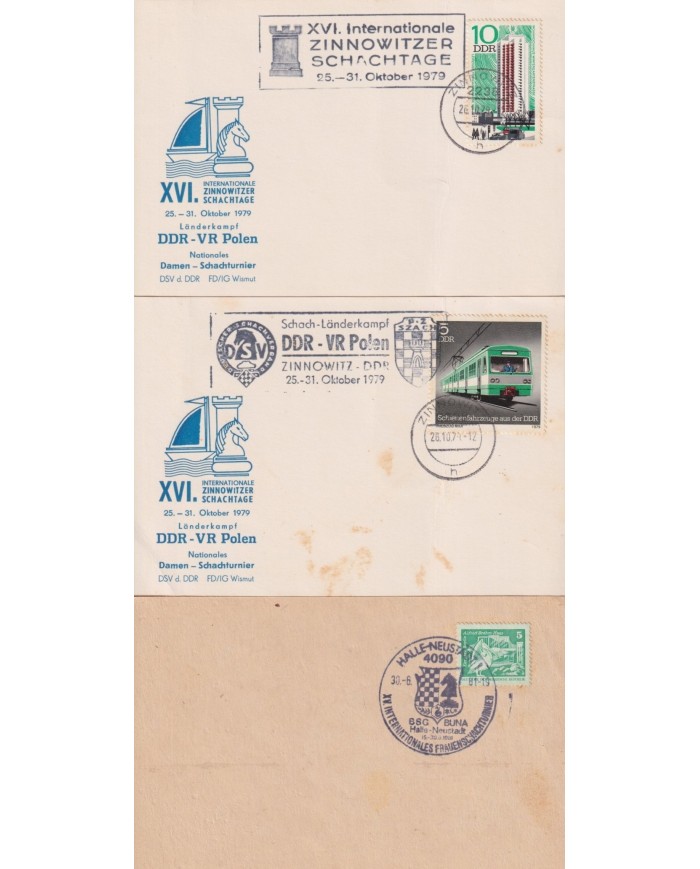 F-EX1920 ALEMANIA GERMANY DDR 10 SPECIAL CANCEL CHESS AJEDREZ.