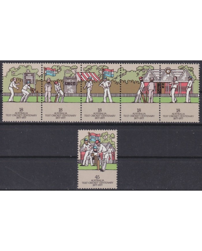 F-EX40881 AUSTRALIA MNH 1977 TEST CRICKET CENTENARY.